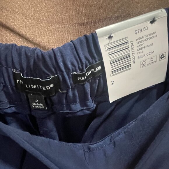 NWT Women's Sz. 2 Navy High Rise Pull-On Slimming Waist Flare Leg Pant w/Pockets - Picture 3 of 16